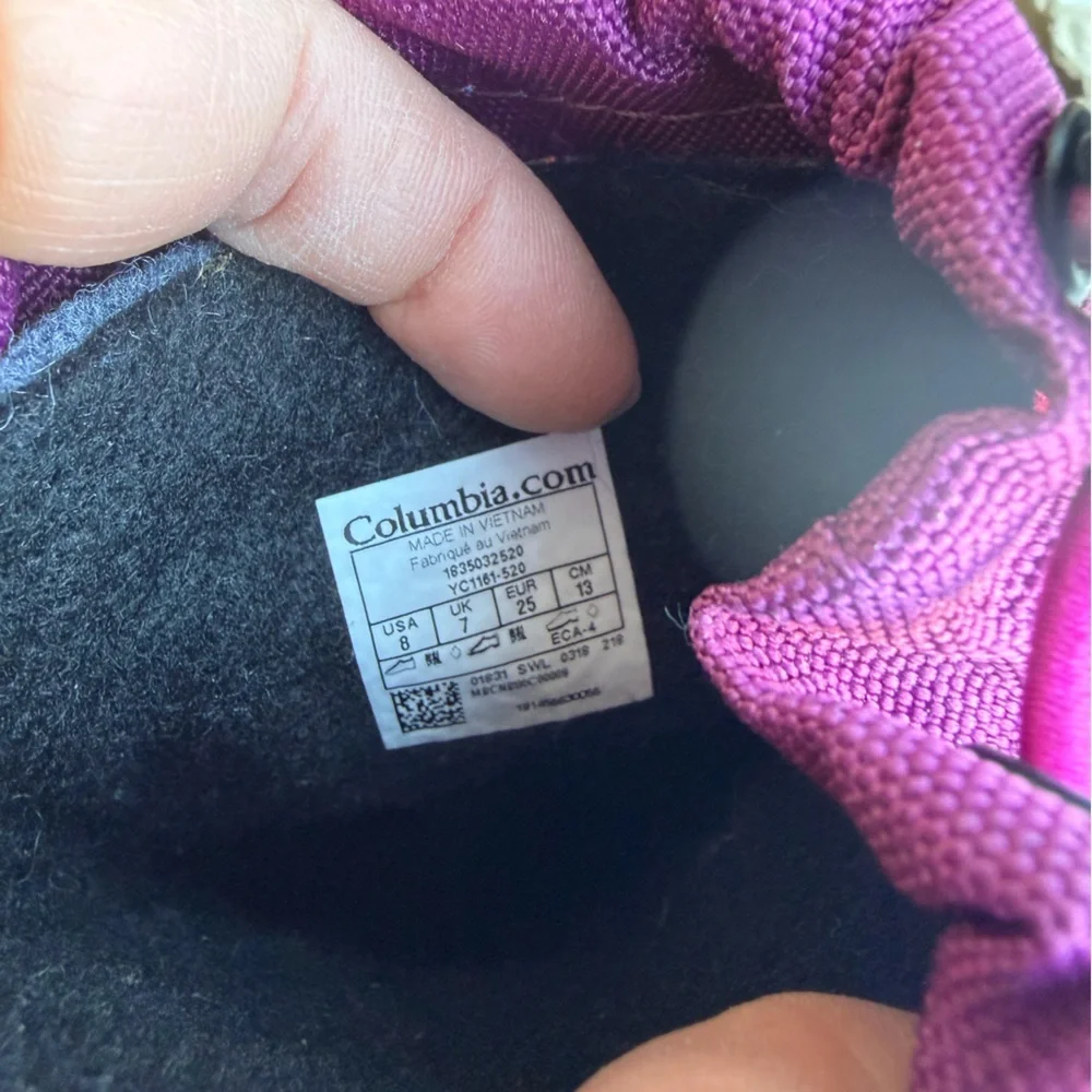 Columbia Powder-bug Plus Kids' Purple and Black Waterproof  Snow Boots Sz-8.   U
